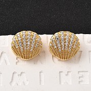 Серьги-кольца из латуни с микропаве из кубического циркония EJEW-C158-05G