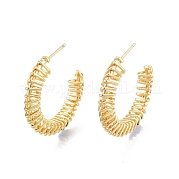 Серьги-гвоздики в форме буквы C из латунной проволоки EJEW-G322-04G