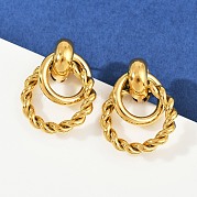 Серьги-гвоздики с витым кольцом из нержавеющей стали 304 EJEW-K268-22G