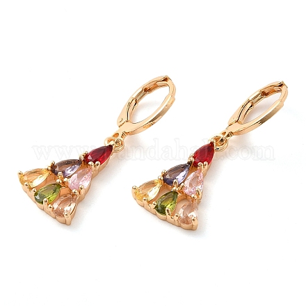 Серьги с подвесками из золотой латуни EJEW-B037-23G-1