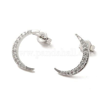 Женские серьги-гвоздики из латуни с микропаве и цирконием Moon Rack EJEW-O001-08P-1