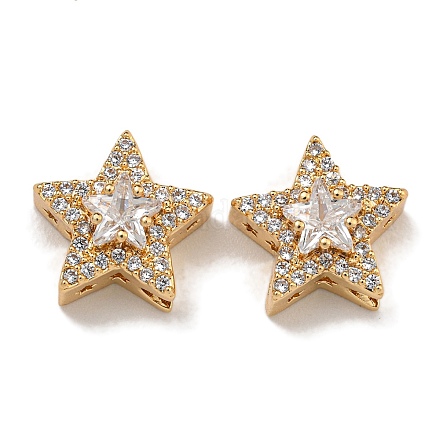 Латунные микро проложить кубического циркония бусы KK-U037-08G-02-1
