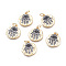 Brass Micro Pave Cubic Zirconia Pendants, with Jump Rings, Long-Lasting Plated, Cadmium Free & Lead Free & Nickel Free, for Religion, Hammered, Flat Round with Hamsa Hand/Hand of Fatima /Hand of Miriam, Clear, Gunmetal & Real 18K Gold Plated, 18x16x2mm, Hole: 3.4mm