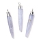 Natural Blue Lace Agate Brass Pointed Pendants, Cadmium Free & Lead Free, Bullet Shaped, Silver Color Plated, 33~37x4~5mm, Hole: 2mm