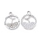 Alloy Rhinestone Charms, Platinum Tone Flat Round with Fish Tail Shape, Crystal, 15x12.5x2.5mm, Hole: 1.6mm