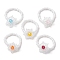 Snowflake Handmade Glass Seed Beads Stretch Rings for Women, Mixed Color, Inner Diameter: 17mm