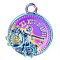 Alloy Pendant, Flat Round with Clock, Rainbow Color, 16x14mm, Hole: 1.5mm