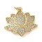 Rack Plating Brass Micro Pave Cubic Zirconia Pendants, Long-Lasting Plated, Lead Free & Cadmium Free, Lotus Charms, with Jump Ring, Real 18K Gold Plated, 21.5x22x4mm, Hole: 3mm