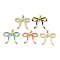 Brass Pendants, Cadmium Free & Lead Free, with Enamel, Bowknot Charms, Real 18K Gold Plated, Mixed Color, 21.5x28x3.5mm, Hole: 5x3mm