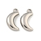 Non-Tarnish 304 Stainless Steel Charms, Moon Charm, Stainless Steel Color, 14.5x8x3.5mm, Hole: 1.5mm