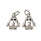 Brass Micro Pave Cubic Zirconia Pendants, with Jump Ring, Penguin Charms, Rack Plating, Long-Lasting Plated, Lead Free & Cadmium Free, Platinum, 13x10x4mm, Hole: 3mm