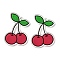 Opaque Printed Acrylic Pendants, Fruit, Cherry, 49x35x4mm, Hole: 2.5mm