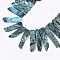 Natural Imperial Jasper Beads Strands, Top Drilled Beads, Graduated Rectangle, 20~66x10~13x5~6mm, Hole: 1.2mm, about 34~40pcs/strand, 16.1 inch~16.3 inch
