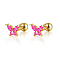 925 Sterling Silver Clear Cubic Zirconia Butterfly Stud Earrings, Pink, 6x4mm
