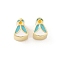 Brass Enamel European Beads, Large Hole Beads, Lead Free & Cadmium Free, Long-Lasting Plated, Rack Plating, Real 18K Gold Plated, Triangle, Medium Turquoise, 9.5x7x8mm, Hole: 5mm