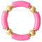 Fashionable Women's Chunky Curved Acrylic Tube Beads Stretch Bracelets, Hot Pink