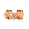 Brass Beads, Cadmium Free & Lead Free, with Rhinestone & Resin, Golden, Light Salmon, 14.5x13.5mm, Hole: 3.5mm
