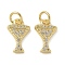 Rack Plating Brass Micro Pave Cubic Zirconia Pendants, Long-Lasting Plated, Lead Free & Cadmium Free, Cup Charms, with Jump Ring, Real 18K Gold Plated, 12.5x8x1.5mm, Hole: 3mm