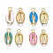 Alloy Enamel Pendants, Cowrie Shell Shape, Light Gold, Mixed Color, 17x8.5x3.5mm, Hole: 1.8mm
