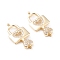 Brass Micro Pave Cubic Zirconia Links, Long-Lasting Plated, Lock with Key & Heart, Clear, Real 18K Gold Plated, 26.5x12x3mm, Hole: 1.2mm