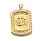 Rack Plating Brass Micro Pave Cubic Zirconia Pendants, Long-Lasting Plated, Lead Free & Cadmium Free, Rectangle Charms, Real 18K Gold Plated, 32x23.5x2mm, Hole: 5x3mm