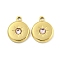 Glass Pendants, with 304 Stainless Steel Findings, Flat Round, Real 14K Gold Plated, 19x15x3.5mm, Hole: 1.8mm