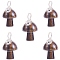 Natural Tiger Eye Pendants, Mushroom Charms, with Silver Color Plated Copper Wire Wrapped, 30x15x16mm, Hole: 5mm
