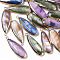 Natural Freshwater Shell Pendants, with Iron Loops, Edge Golden Plated, Dyed, Teardrop, Mixed Color, 31~33x10.5~12x5mm, Hole: 1.8mm