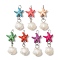 Dyed Synthetic Turquoise Starfish & Plastic Pearl Shell Shape Pendants, with 304 Stainless Steel Loops, Stainless Steel Color, Mixed Color, 37x13x6mm, Hole: 4mm