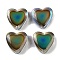 Electroplate, Two Tone Glass Mood Beads, Temperature Sensing Color Changing Beads, Heart, Clear, Blue Background, 11.5x12x5.5mm, Hole: 1.2mm