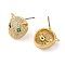 Brass Micro Pave Clear Cubic Zirconia Stud Earrings for Women, with 304 Stainless Steel Pin, Leopard Head, Real 18K Gold Plated, 12.5x12mm