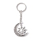 Tibetan Style Alloy Keychain, with Iron Split Key Rings, Moon & Sun, Antique Silver, 9.2cm