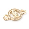 Brass Micro Pave Clear Cubic Zirconia Links Connectors, Long-Lasting Plated, for Religion, Flat Round with Virgin Mary, Real 18K Gold Plated, 25x14.5x3mm, Hole: 3.5mm