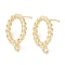 Brass Stud Earring Findings, Cadmium Free & Nickel Free & Lead Free, with Vertical Loop, Oval, Real 18K Gold Plated, 18.5x12.5mm, Hole: 1.6~1.8mm, Pin: 0.7mm