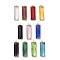 Glass with Golden Brass Pendants, Faceted Rectangle Charms, Mixed Color, 34.5x10.5x5.8mm, Hole: 2mm