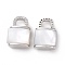 Brass Micro Pave Clear Cubic Zirconia Pendants, Cadmium Free & Nickel Free & Lead Free, with Shell, Lock Charms, Platinum, 14x9.5x5mm, Hole: 3.5x3.5mm