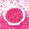 Transparent Inside Colours Glass Seed Beads, Cube, Deep Pink, 3.8~4x3.6~4x3.6~4mm, Hole: 1.4~1.5mm, about 4090pcs/pound