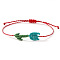 Bohemian Adjustable String Bracelet for Women, Flower, Dark Turquoise, 11 inch(28cm), Flower: 35mm long, 10mm wide