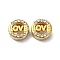 Ion Plating(IP)  304 Stainless Steel Slide Charms, with Rhinestone, Real 18K Gold Plated, Word, 10.5x4.8mm, Hole: 2.2x6.5mm