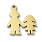 304 Stainless Steel Charms, Laser Cut, Couple Charm, Golden, 14.5x13x1mm, Hole: 1.2mm