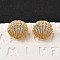 Brass Micro Pave Clear Cubic Zirconia Shell Shape Hoop Earrings, Nickel Free, Real 18K Gold Plated, 15x16x10.5mm