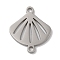 Tarnish Resistant 304 Stainless Steel Connector Charms, Laser Cut, Shell Shape Link, Stainless Steel Color, 14x12x1mm, Hole: 1mm