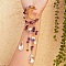 Natural Amethyst Chip Hanging Suncatcher Pendant Decoration, Crystal AB Teardrop Glass Prism Pendants and Octagon Link, with Brass Findings, Moon, 260~270mm