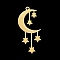 201 Stainless Steel Pendants, Laser Cut, Moon with Star, Golden, 41.5x18x1mm, Hole: 1.8mm