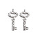 Brass Micro Pave Clear Cubic Zirconia Pendants, Nickel Free, Key, Real Platinum Plated, 23x10.5x1.5mm, Hole: 1.2mm