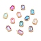 K9 Glass Pendants, with Light Gold Brass Finding, Rectangle Charms, Mixed Color, 19x12x5mm, Hole: 1.8mm