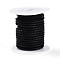 Braided Cowhide Leather Cord, Leather Rope String for Bracelets, with Cotton Thread inside, Black, 4mm, about 5.46 yards(5m)/roll