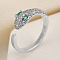Snake Brass Micro Pave Cubic Zirconia Cuff Rings, Open Rings for Women, Platinum, US Size 4 1/4(15mm)