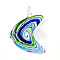 Handmade Lampwork Big Pendants, Fish Charms, Lime, 50~54x37.5~42x11.5~13mm, Hole: 5.5~6x6~6.5mm