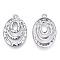 Non-Tarnish 304 Stainless Steel Pendants, Textured, Oval Charm, Stainless Steel Color, 29.5x20.5x3mm, Hole: 1.4mm